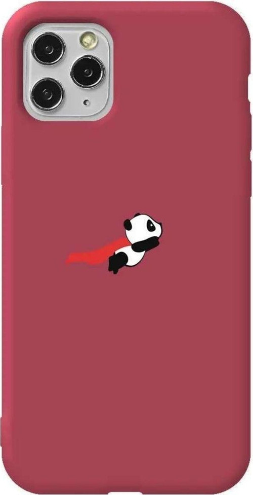 İphone 11 Pro Bordo Renkli Silikon Telefon Kılıfı - Uçan Panda