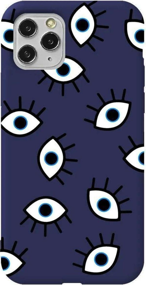 İphone 11 Pro Lacivert Renkli Silikon Telefon Kılıfı - Random Eyes