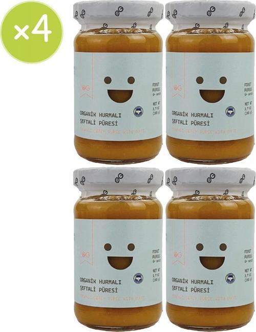 4'lü Organik Hurmalı Şeftali Püresi 105 Gr +6 Ay