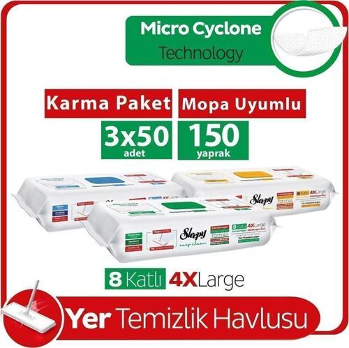 Easy Clean Mopa Uyumlu Yer Temizlik Havlusu Karma Paket 3X50 (150 Yaprak)