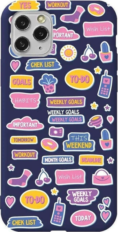 İphone 11 Pro Max Lacivert Renkli Silikon Telefon Kılıfı - Weekly Goals