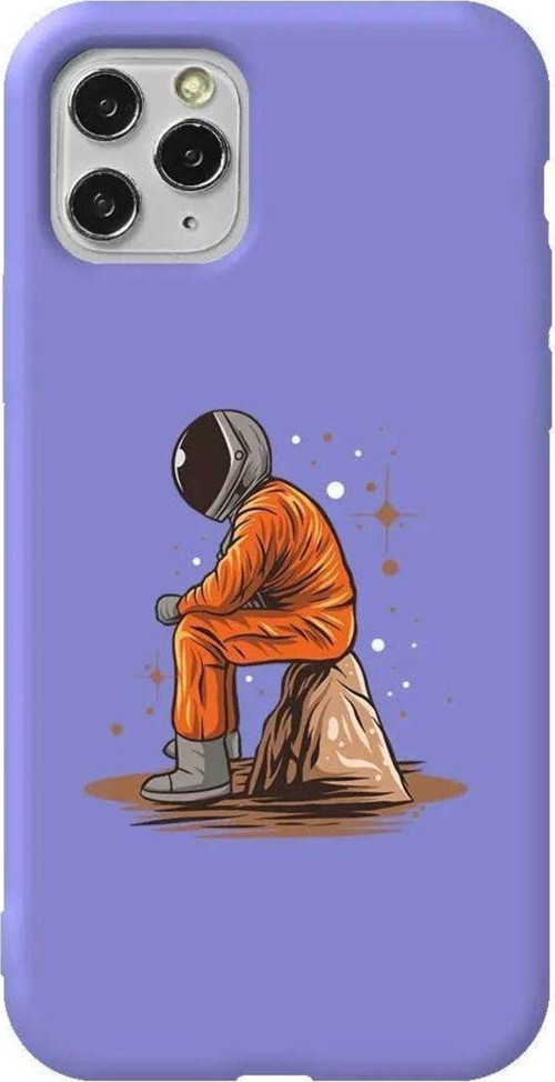 İphone 11 Pro Max Lila Renkli Silikon Telefon Kılıfı - Alone