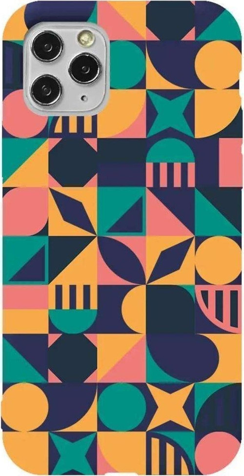 İphone 11 Pro Max Lacivert Renkli Silikon Telefon Kılıfı - Abstract Leopar 2
