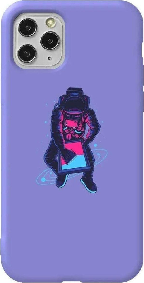 İphone 11 Pro Max Lila Renkli Silikon Telefon Kılıfı - Mavi Dunya