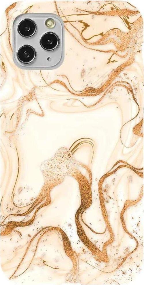 İphone 11 Pro Max Lacivert Renkli Silikon Telefon Kılıfı - Gold Marble