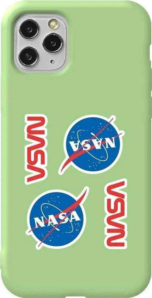 İphone 11 Pro Max Açik Yesil Renkli Silikon Telefon Kılıfı - Space Station