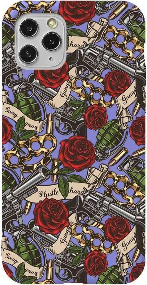 İphone 11 Pro Lila Renkli Silikon Telefon Kılıfı - Rose And Gun