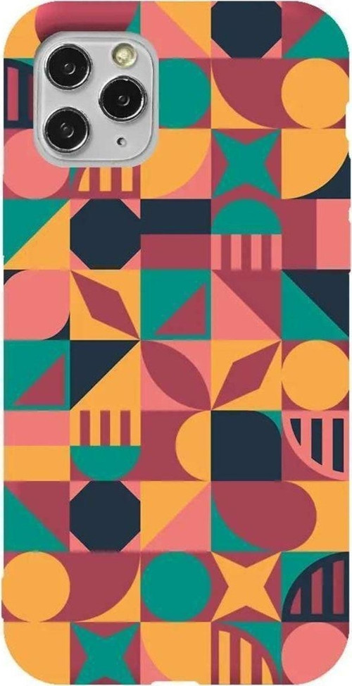 İphone 11 Pro Max Bordo Renkli Silikon Telefon Kılıfı - Abstract Leopar 2
