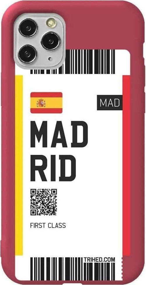 İphone 11 Pro Max Bordo Renkli Silikon Telefon Kılıfı - Madrid Bileti