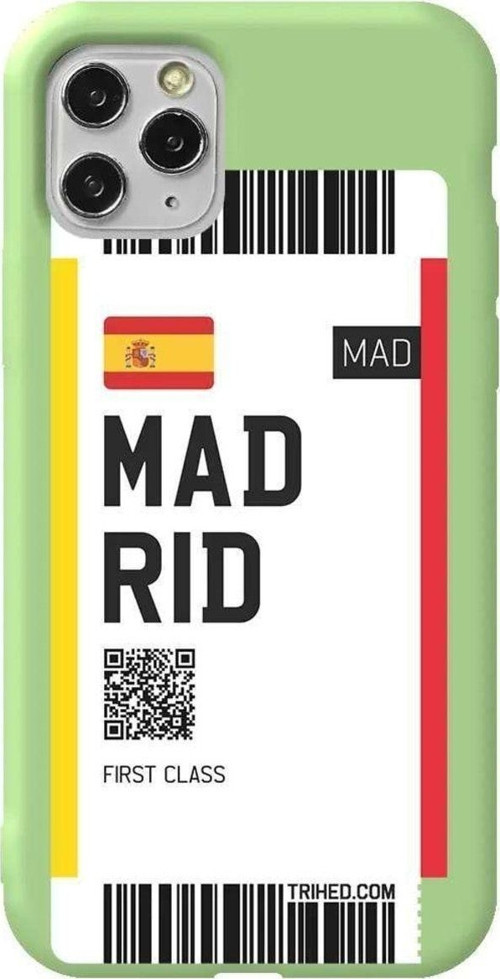 iPhone 11 Pro Max Açık Yeşil Renkli Silikon Telefon Kılıfı - Madrid Bileti
