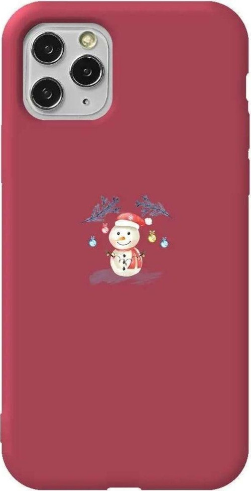 İphone 11 Pro Uyumlu Bordo Renkli Silikon Telefon Kılıfı - Sugar Snowman
