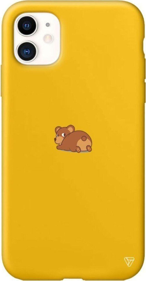iPhone 11 Sarı Renkli Silikon Bear Telefon Kılıfı