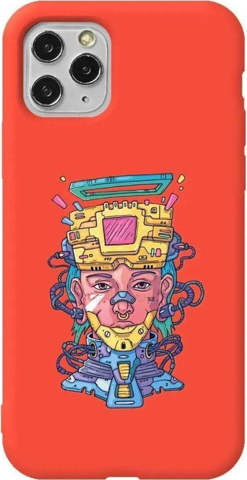 İphone 11 Pro Turuncu Renkli Silikon Telefon Kılıfı - Cyberpunk