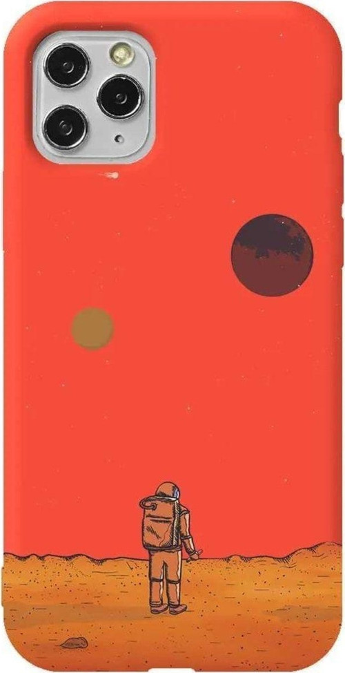 İphone 11 Pro Turuncu Renkli Silikon Telefon Kılıfı - Mars