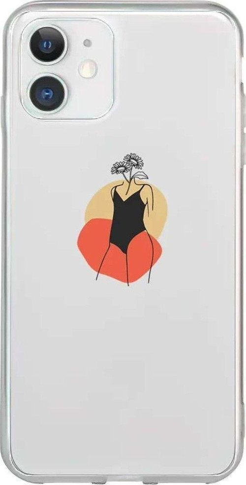 iPhone 11 Seffaf Telefon Kılıfı - Flower Girl Standing