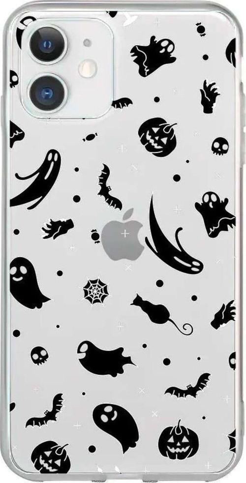 iPhone 11 Seffaf Telefon Kılıfı - Halloween Black