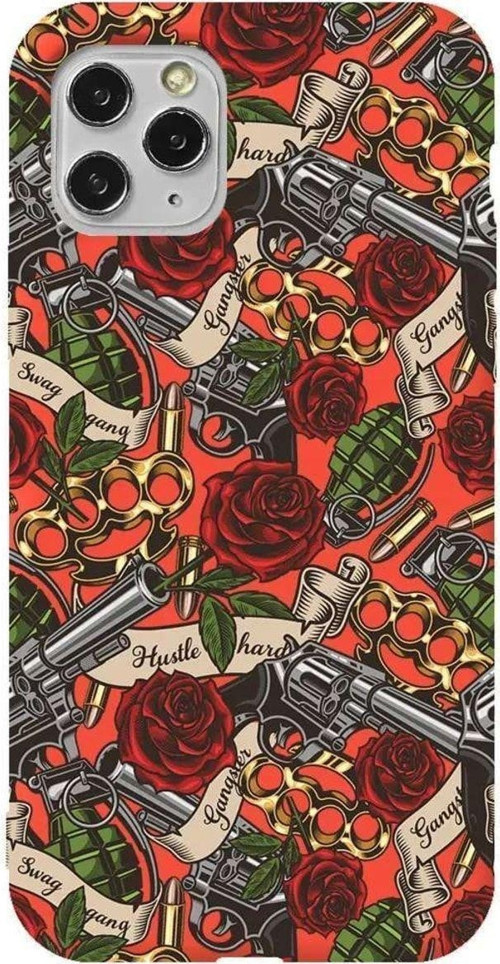 İphone 11 Pro Turuncu Renkli Silikon Telefon Kılıfı - Rose And Gun