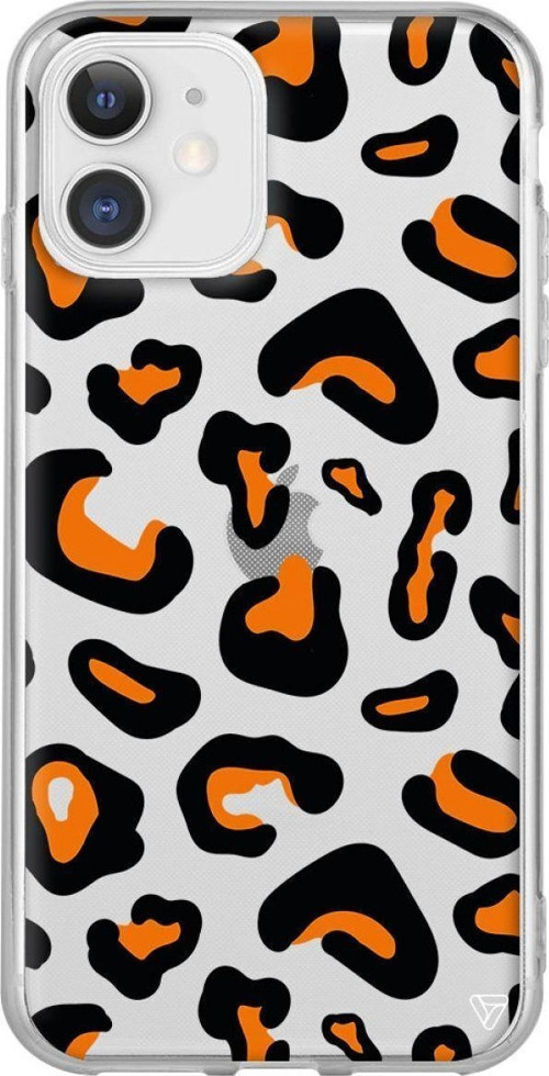 iPhone 11 Seffaf Telefon Kılıfı - Turuncu Siyah Desen