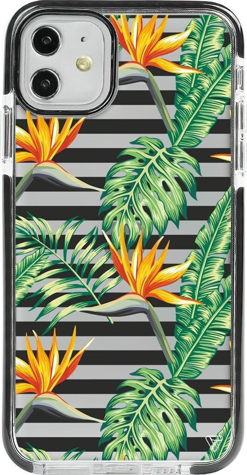 iPhone 11 Siyah Impact Botanic Line Premium Telefon Kılıfı