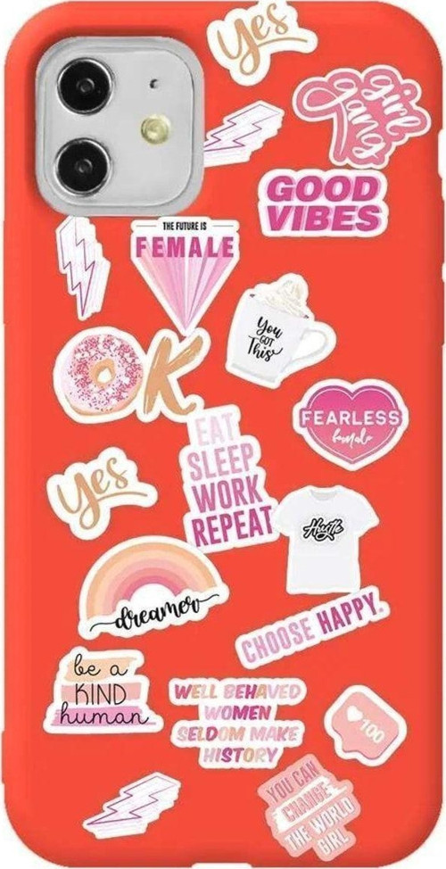 iPhone 11 Turuncu Renkli Silikon Telefon Kılıfı - Female Sticker