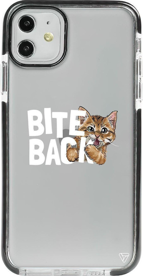 iPhone 11 Siyah Impact Harf Isıran Kedi Premium Telefon Kılıfı