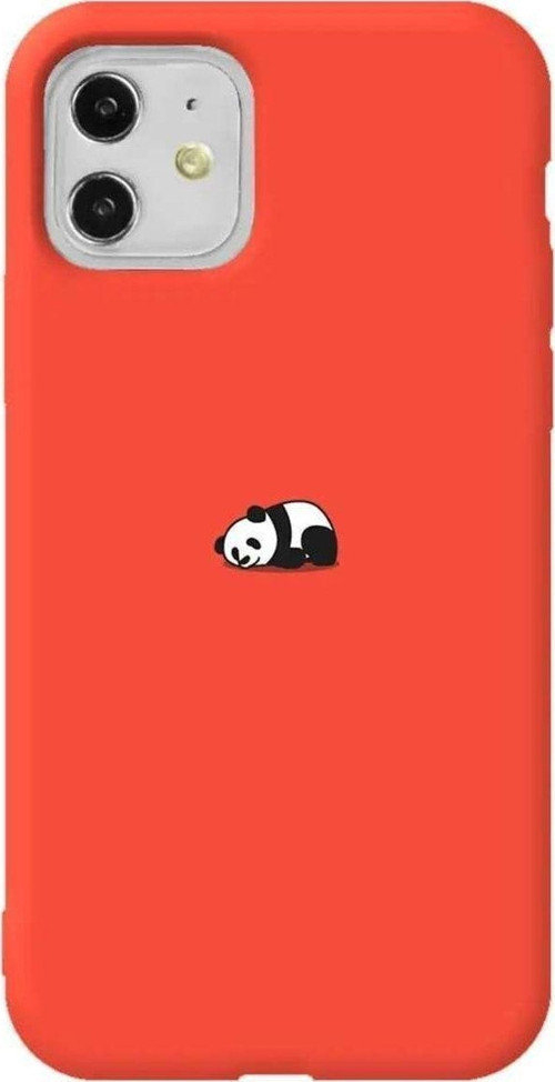 iPhone 11 Turuncu Renkli Silikon Telefon Kılıfı - Miskin Panda