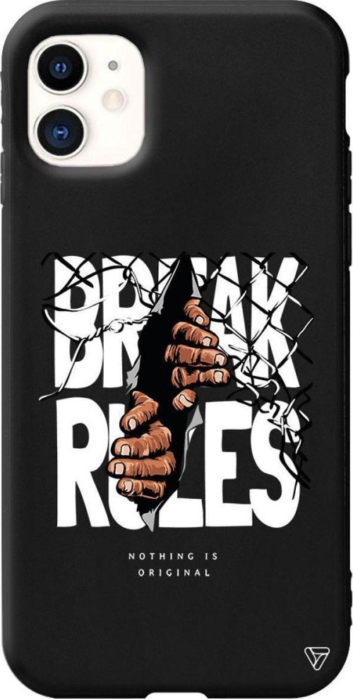 iPhone 11 Siyah Renkli Silikon Break Rules Telefon Kılıfı