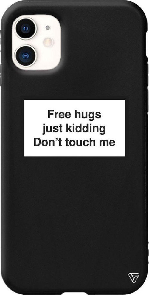 iPhone 11 Siyah Renkli Silikon Free Hugs Telefon Kılıfı