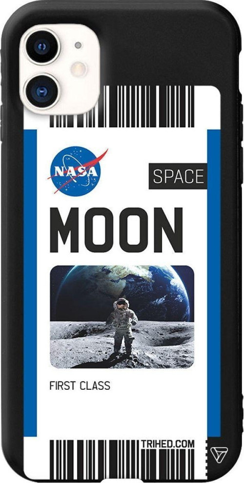 iPhone 11 Siyah Renkli Silikon Moon Bileti Telefon Kılıfı