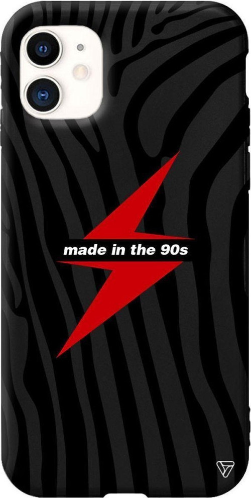 iPhone 11 Siyah Renkli Silikon Red Lightning In 90s Telefon Kılıfı