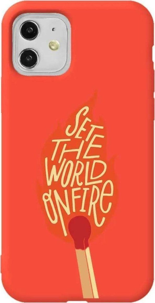 iPhone 11 Turuncu Renkli Silikon Telefon Kılıfı - World On Fire