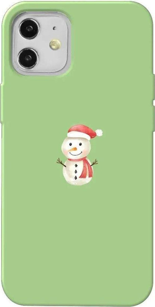 iPhone 12 Açık Yeşil Uyumlu Silikon Telefon Kılıfı - Snowman