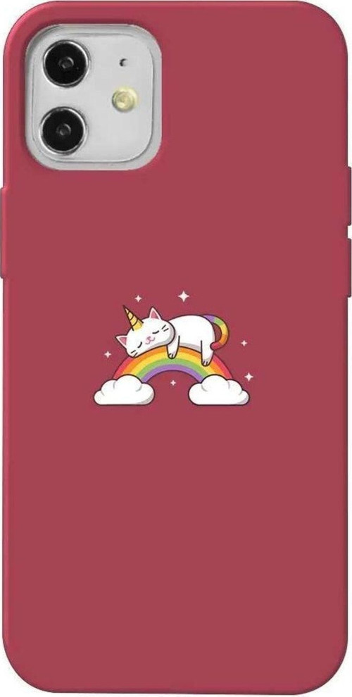 iPhone 12 Bordo Renkli Silikon Telefon Kılıfı - Caticorn 2