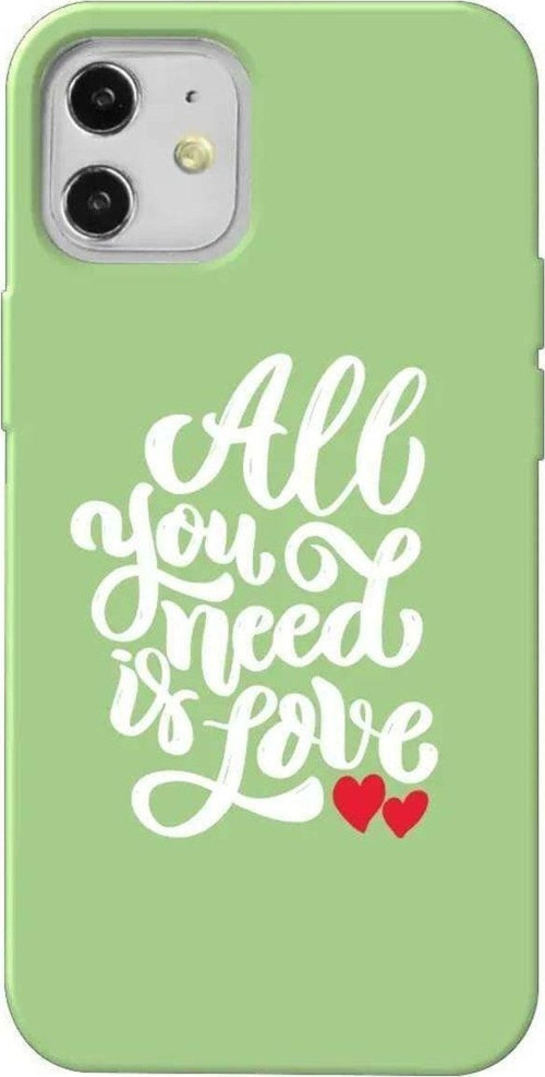 iPhone 12 Açık Yeşil Renkli Silikon Telefon Kılıfı - Need Love