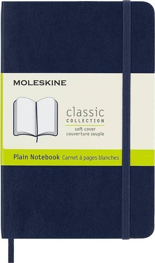 Yumuşak Kapak Çizgisiz Defter Cep Boy 9x14 cm 192 Sayfa Safir Mavi