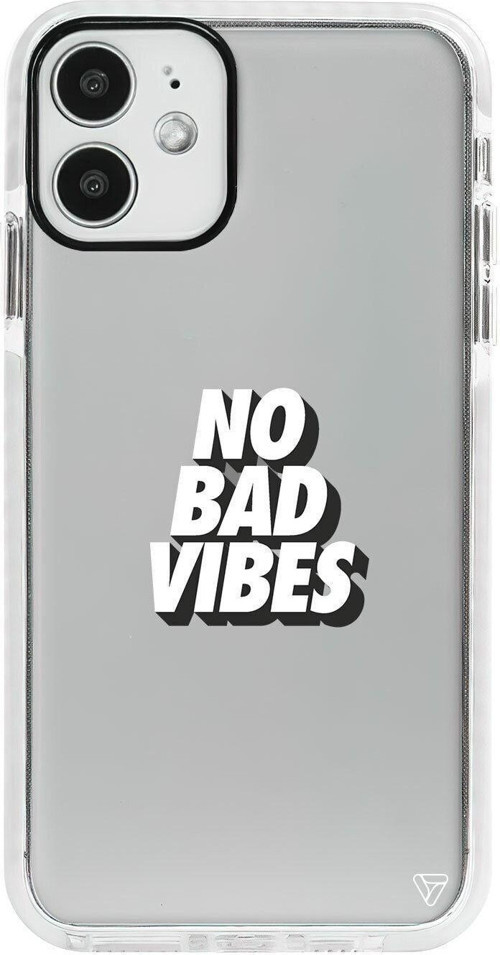 iPhone 12 Beyaz Impact No Bad Vibes Premium Telefon Kılıfı