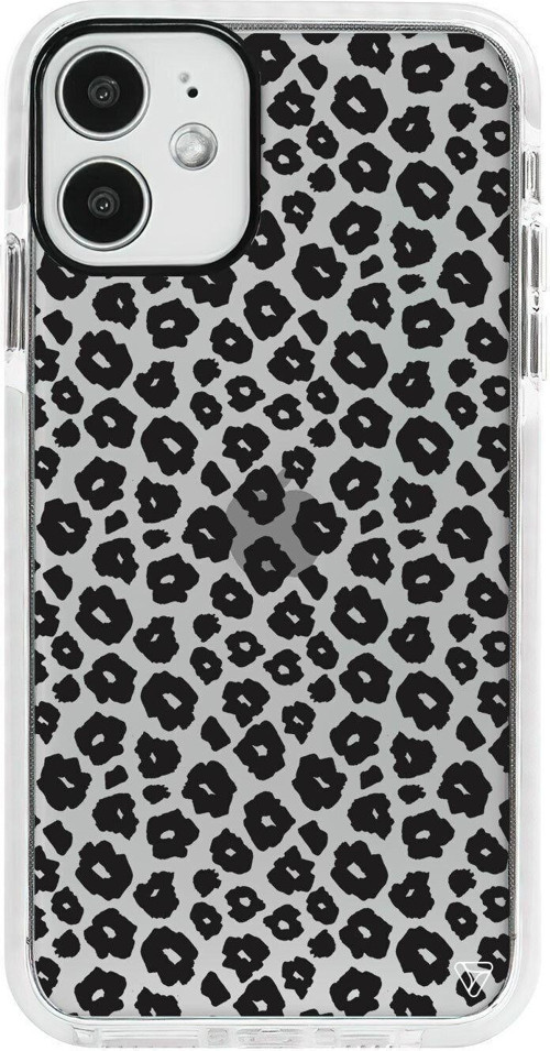 iPhone 12 Beyaz Impact Yavru Leopar Siyah Premium Telefon Kılıfı