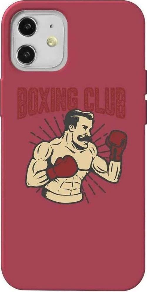 iPhone 12 Bordo Renkli Silikon Telefon Kılıfı - Boxing Club