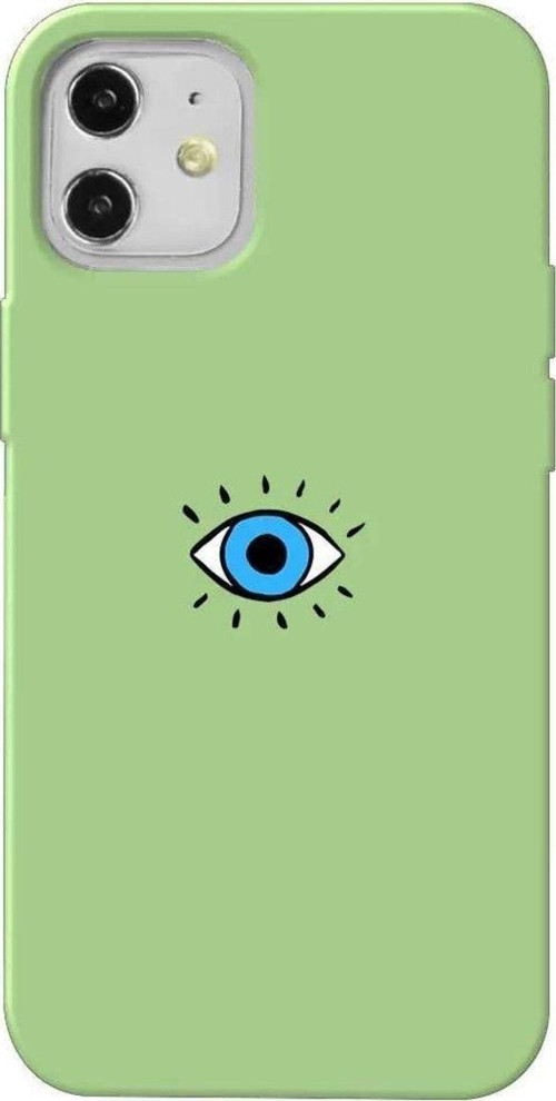 İphone 12 Mini Açik Yesil Renkli Silikon Telefon Kılıfı - One Eye