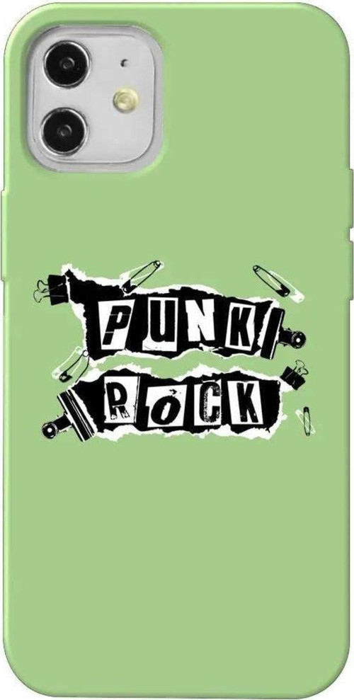 İphone 12 Mini Açik Yesil Renkli Silikon Telefon Kılıfı - Punk Rock