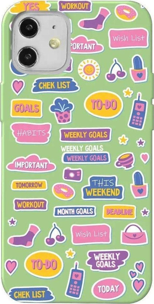 İphone 12 Mini Açik Yesil Renkli Silikon Telefon Kılıfı - Weekly Goals