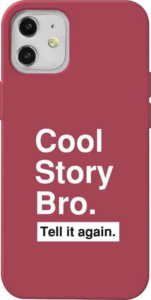 İphone 12 Mini Bordo Renkli Silikon Telefon Kılıfı - Cool Story Bro