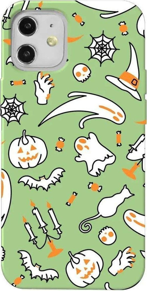 İphone 12 Mini Açik Yesil Renkli Silikon Telefon Kılıfı - It's Halloween