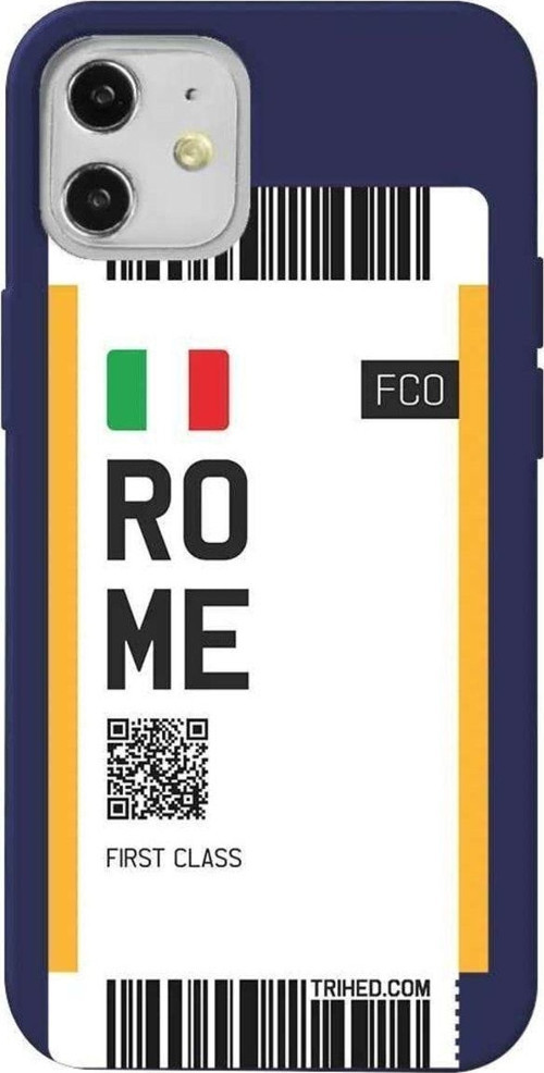 İphone 12 Mini Lacivert Renkli Silikon Telefon Kılıfı - Rome Bileti