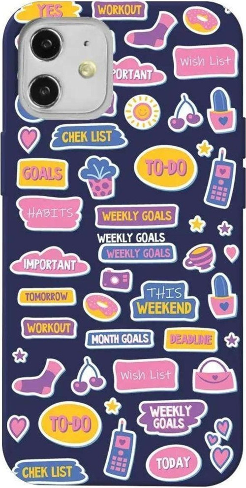 İphone 12 Mini Lacivert Renkli Silikon Telefon Kılıfı - Weekly Goals