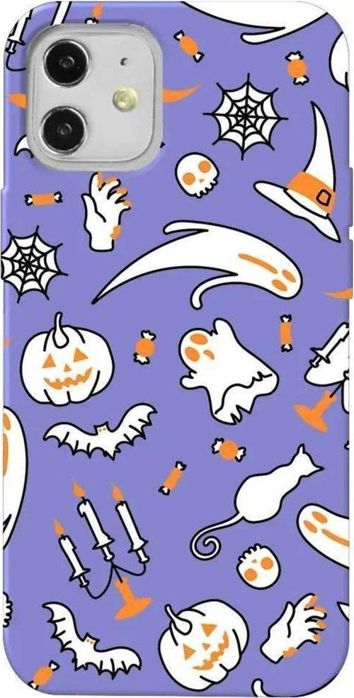 İphone 12 Mini Lila Renkli Silikon Telefon Kılıfı - It's Halloween