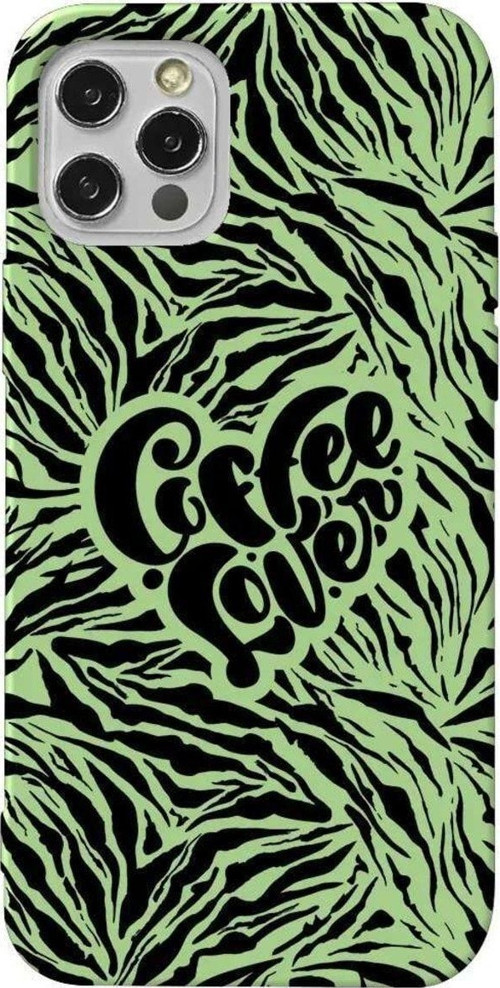 İphone 12 Pro Açik Yesil Renkli Silikon Telefon Kılıfı - Coffee Lover