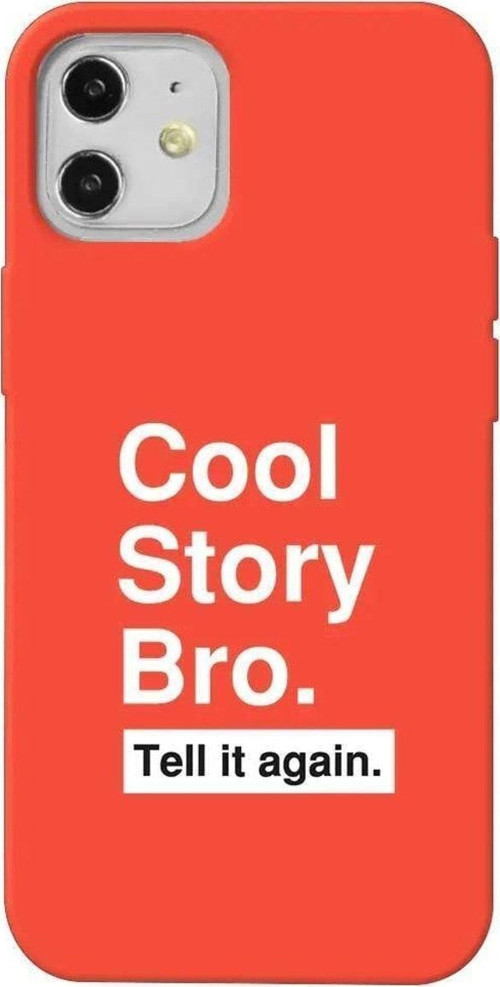 İphone 12 Mini Turuncu Renkli Silikon Telefon Kılıfı - Cool Story Bro
