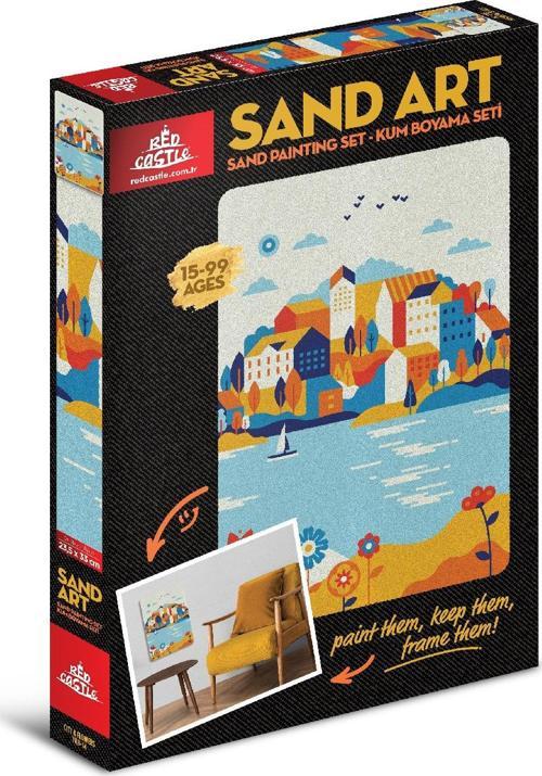 Sand Art (Kum Sanatı), Yetişkin Kum Boyama Aktivite Seti, (Şehir ve Çiçekler)-Red Castle YKO-14