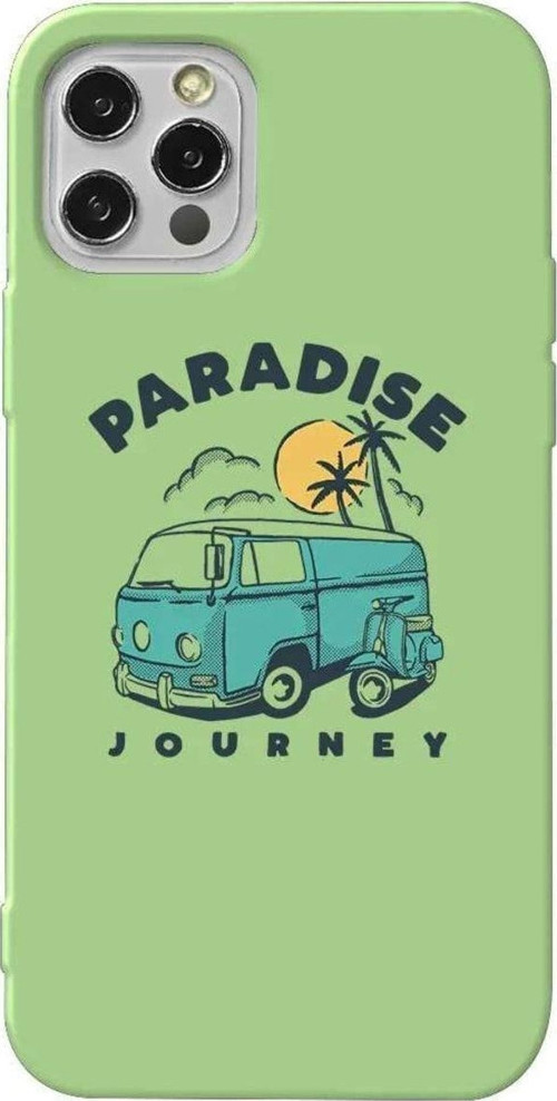 İphone 12 Pro Açik Yesil Renkli Silikon Telefon Kılıfı - Paradise